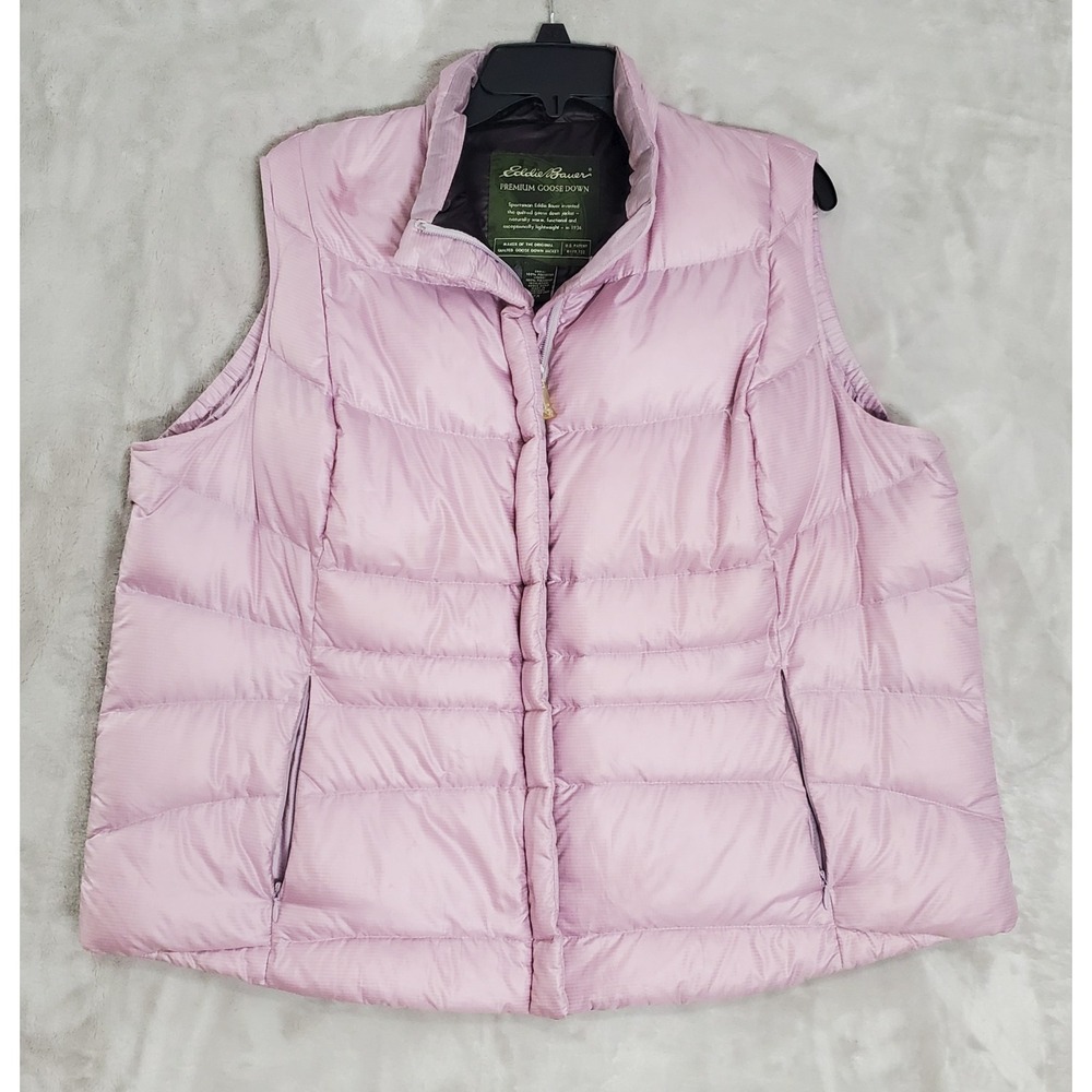 Eddie Bauer Vest Premium Goose Down Women's 2X Puffer Lightweight Pink EUC